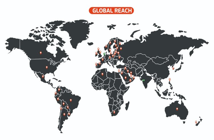 World Map Showing Global Reach of M&S